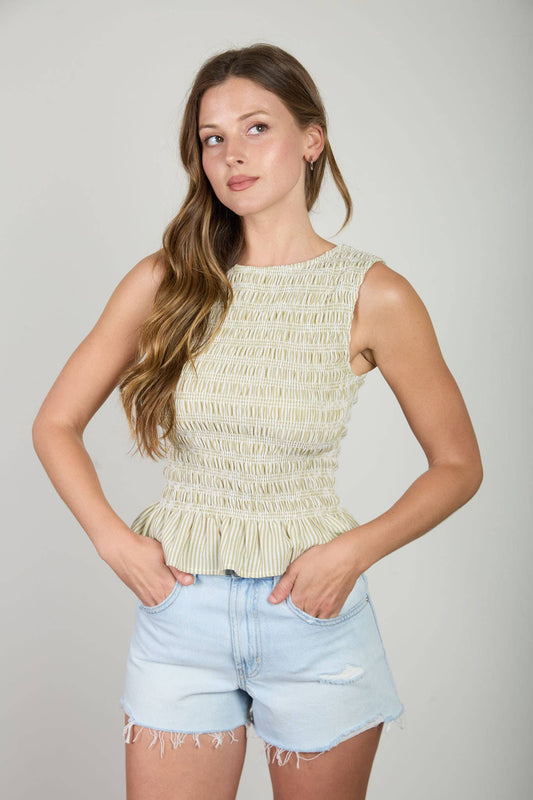 Driftwood Smocked Top