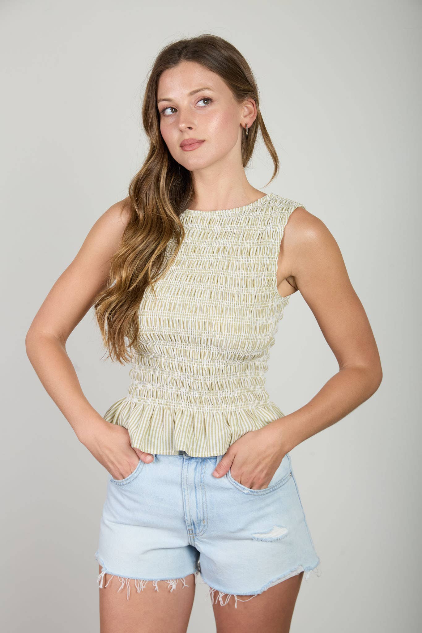 Driftwood Smocked Top